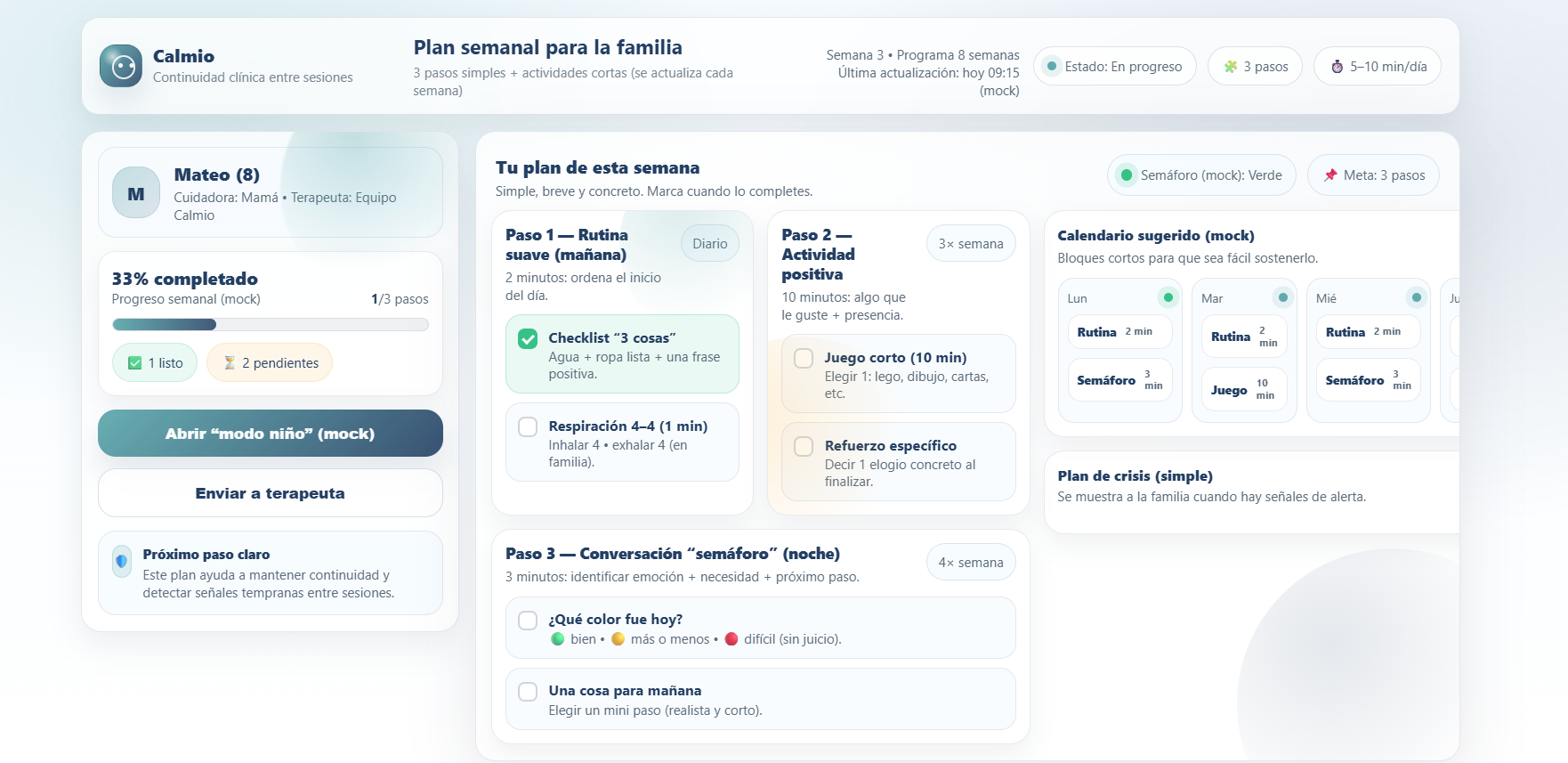 Plan semanal para la familia